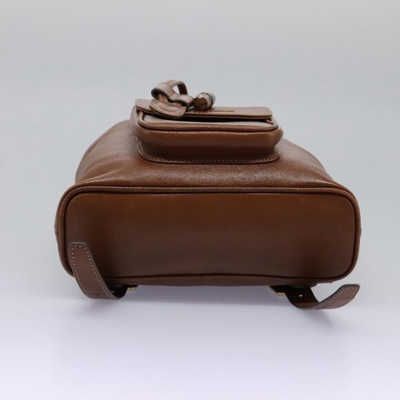 GUCCI Bamboo Backpack Leather Brown Gold Auth bs23503 - Picture 6 of 16